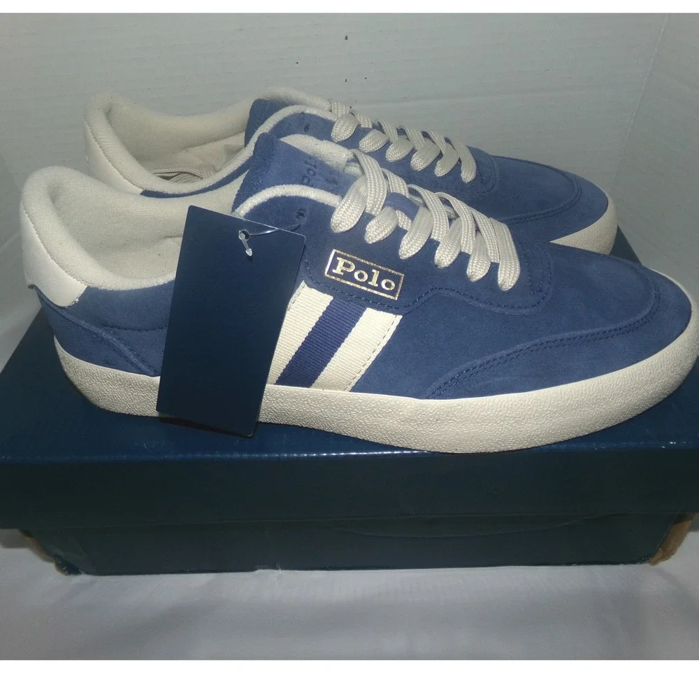 Polo Ralph Lauren Court VLC Mens SZ 8.5 Navy Suede Sneakers Low Top Shoes NIB